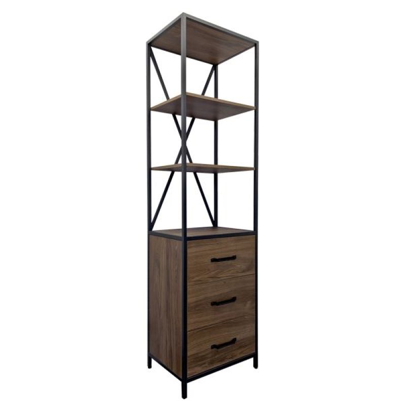 Шкаф пенал Comforty 55 Лофт 00-00012090 с выдвижными ящиками дуб тёмно-коричневый