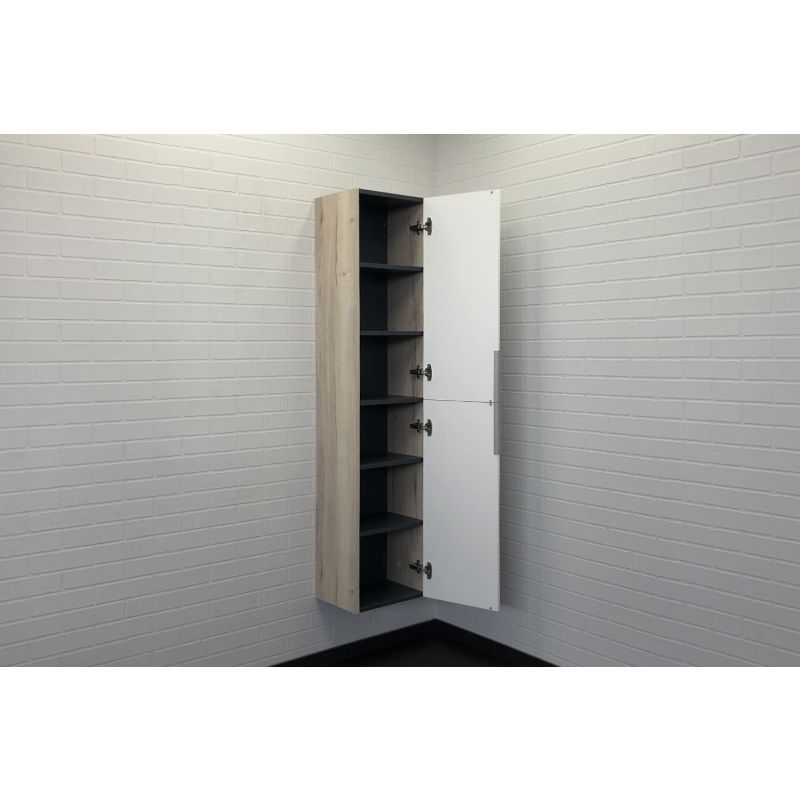 Шкаф пенал Comforty Мерано-35 00-00008479 белый/дуб дымчатый