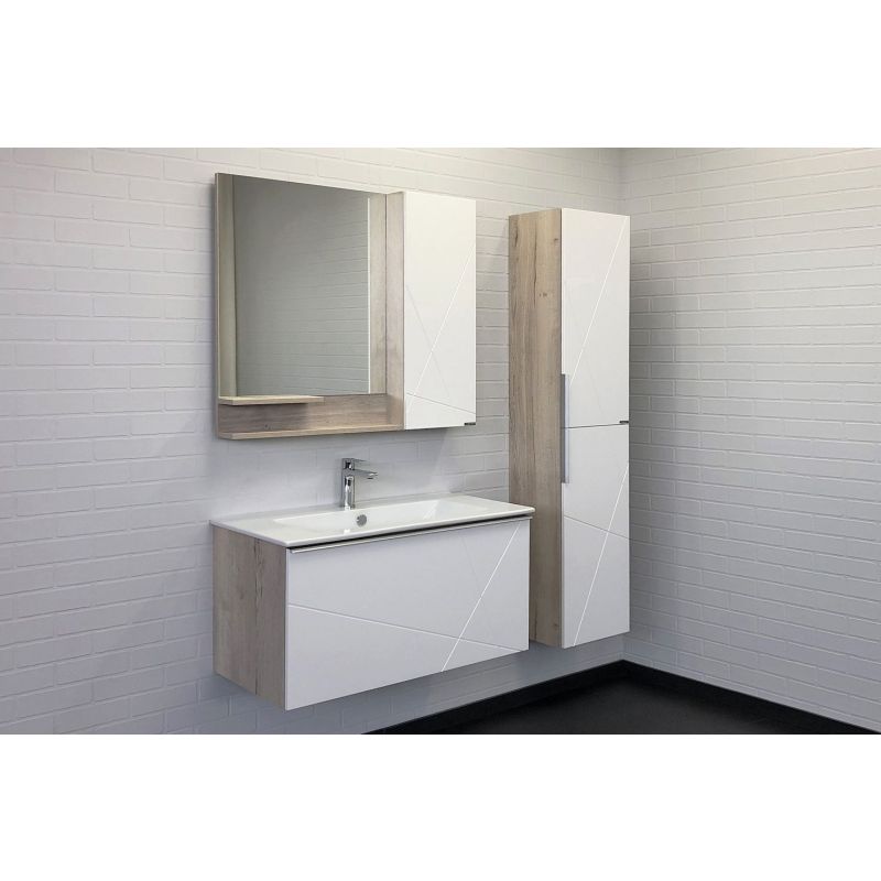 Шкаф пенал Comforty Мерано-35 00-00008479 белый/дуб дымчатый