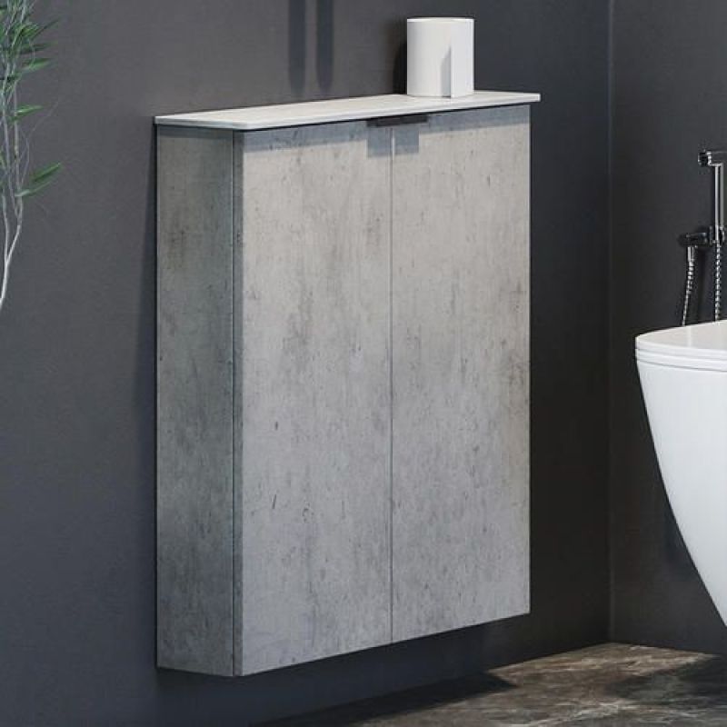 Шкаф подвесной Comforty Моно-60 00-00014968 бетон светлый с белой столешницей