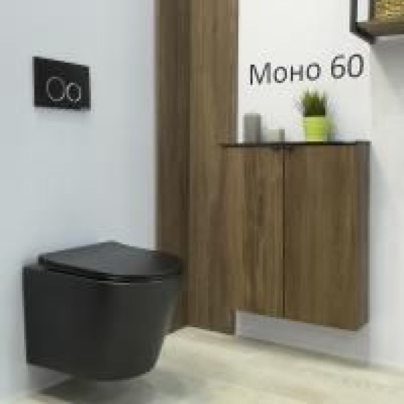 Шкаф подвесной Comforty Моно-60 00-00013803 дуб тёмно-коричневый с черной столешницей