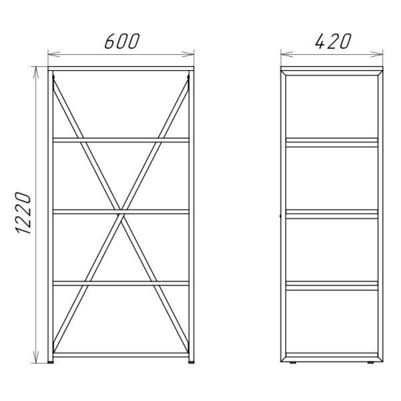 Стеллаж Comforty 60 Лофт 00-00012089 дуб тёмно-коричневый