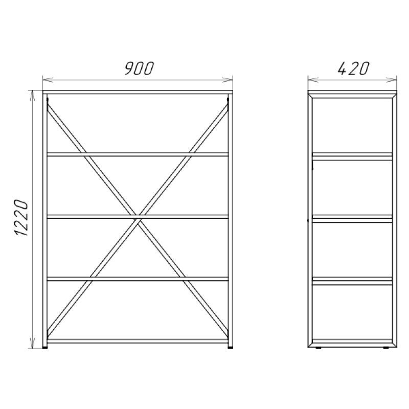 Стеллаж Comforty 90 Лофт 00-00012957 дуб тёмно-коричневый