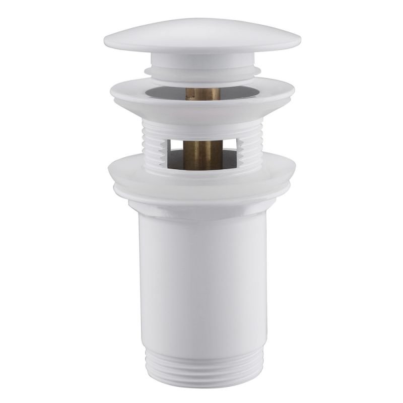 Донный клапан ABBER AF0010W с переливом, клик-клак, белый Донный клапан ABBER AF0010W с переливом, клик-клак, белый