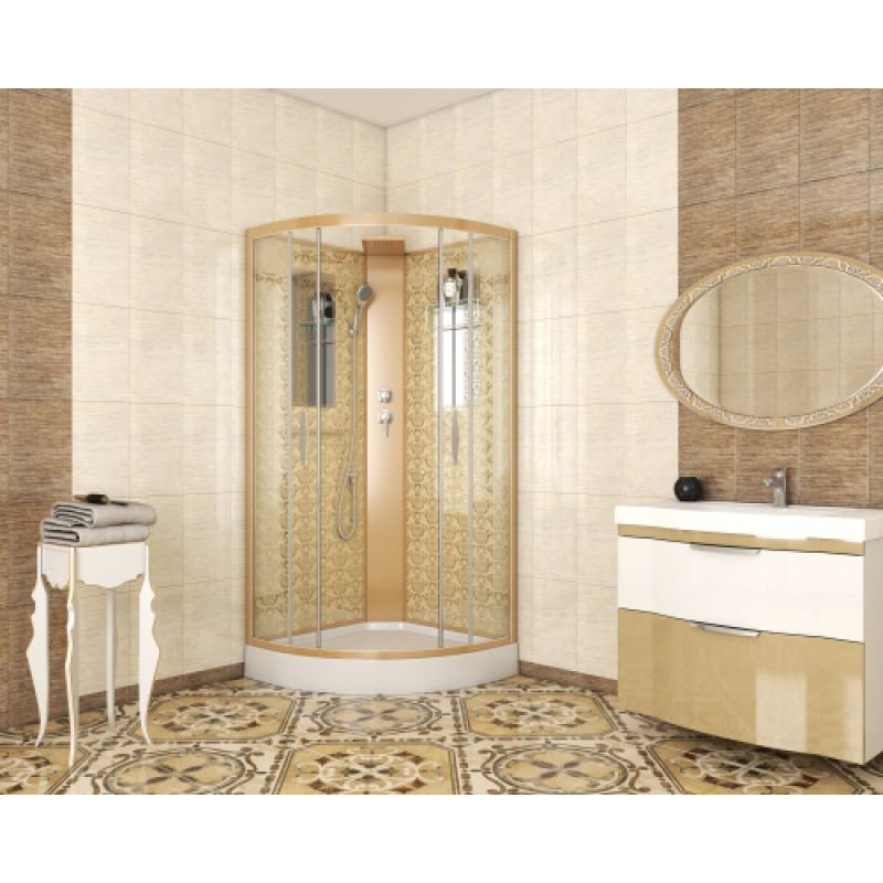 Душевая кабина NIAGARA LUXE NG-7715GBK (900x900х2100) низкий поддон стенки ЗОЛОТО БЕЗ КРЫШИ 4 места Душевая кабина NIAGARA LUXE NG-7715GBK (900x900х2100) низкий поддон стенки ЗОЛОТО БЕЗ КРЫШИ 4 места