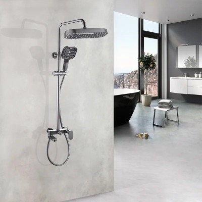 Душевая стойка со смесителем ALMAes оружейная сталь 