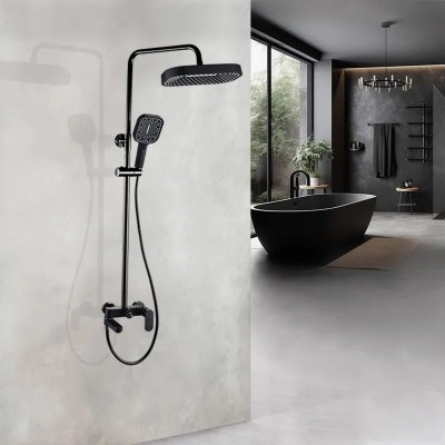 Душевая стойка со смесителем ALMAes черная 