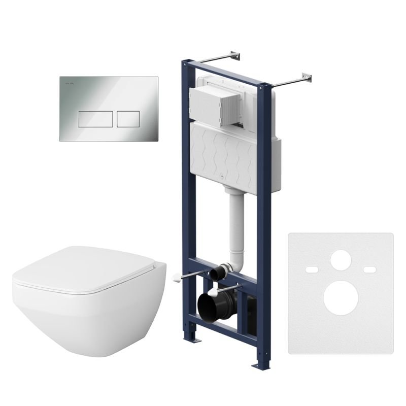Комплект унитаза с инсталляцией AM.PM Inspire V2.0 FlashClean IS47051.50A1700 с сиденьем Микролифт и клавишей смыва Хром Комплект унитаза с инсталляцией AM.PM Inspire V2.0 FlashClean IS47051.50A1700 с сиденьем Микролифт и клавишей смыва Хром