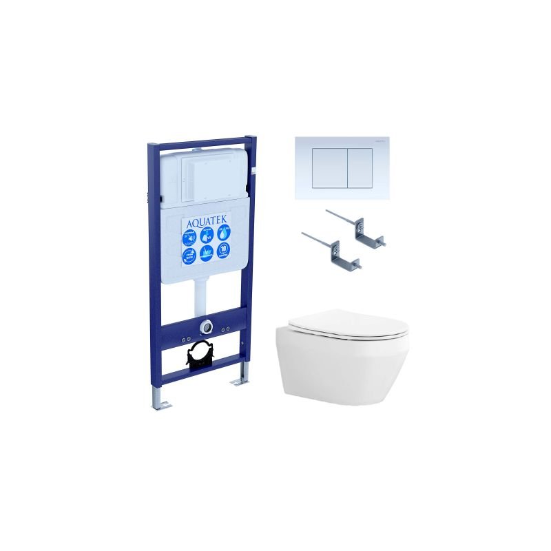 Комплект унитаза с инсталляцией Aquatek Set Aquatek Лея-009 4в1 с сиденьем Микролифт и Белой клавишей смыва Комплект унитаза с инсталляцией Aquatek Set Aquatek Лея-009 4в1 с сиденьем Микролифт и Белой клавишей смыва