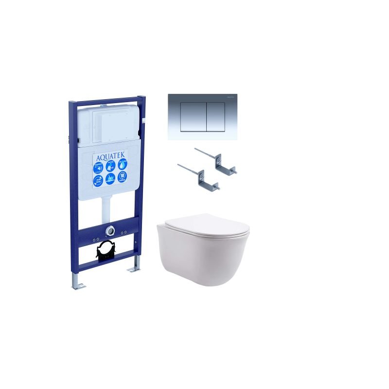 Комплект унитаза с инсталляцией Aquatek Set Aquatek Классик-010 4в1 с сиденьем Микролифт и клавишей смыва Хром глянцевый Комплект унитаза с инсталляцией Aquatek Set Aquatek Классик-010 4в1 с сиденьем Микролифт и клавишей смыва Хром глянцевый