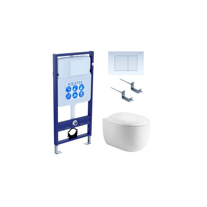 Комплект унитаза с инсталляцией Aquatek Set Aquatek Альтаир cm-009 4в1 с сиденьем Микролифт и Белой клавишей смыва Комплект унитаза с инсталляцией Aquatek Set Aquatek Альтаир cm-009 4в1 с сиденьем Микролифт и Белой клавишей смыва