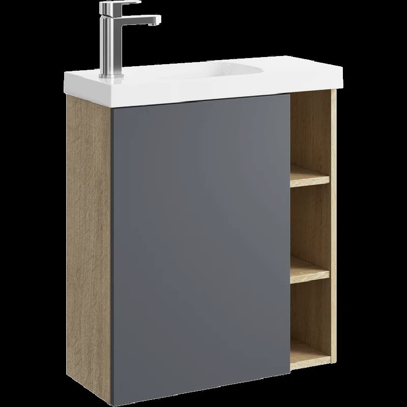 Тумба под раковину Aqwella Alba ALB0106LDD+ALB0706GRМ/ALB0106RDD+ALB0706GRМ, 60 см, подвесная, дуб давос/серый, чаша раковины слева/справа Тумба под раковину Aqwella Alba ALB0106LDD+ALB0706GRМ/ALB0106RDD+ALB0706GRМ, 60 см, подвесная, дуб давос/серый, чаша раковины слева/справа