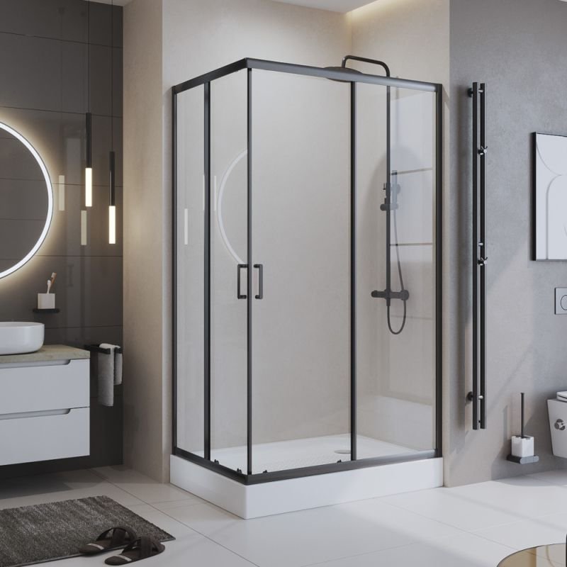 Душевой уголок BelBagno UNO-195-AH-2-100/80-C-NERO Душевой уголок BelBagno UNO-195-AH-2-100/80-C-NERO