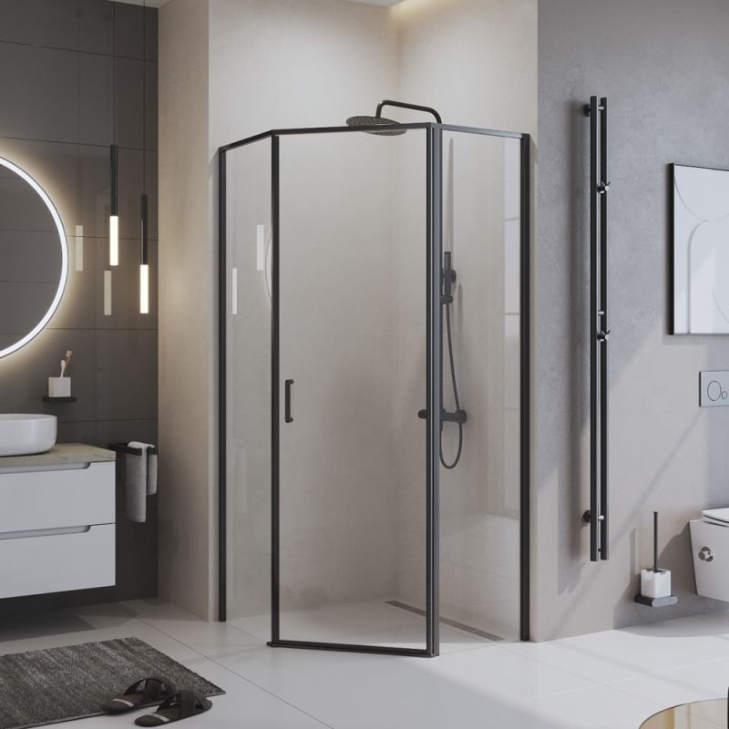 Душевой уголок BelBagno UNO-195-P-1-100-C-NERO Душевой уголок BelBagno UNO-195-P-1-100-C-NERO