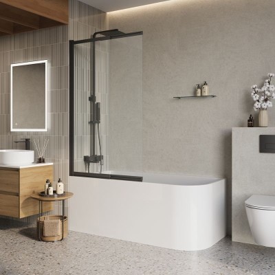 Душевая шторка на ванну BelBagno LUCE-VF-11-80/145-C...