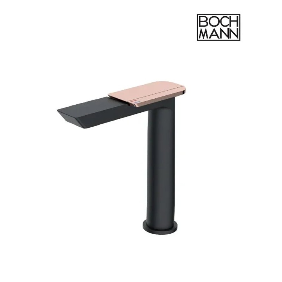 Смеситель COMO BG XL для раковины, черный, ручка цвет золото, высокий BOCH MANN BM9632