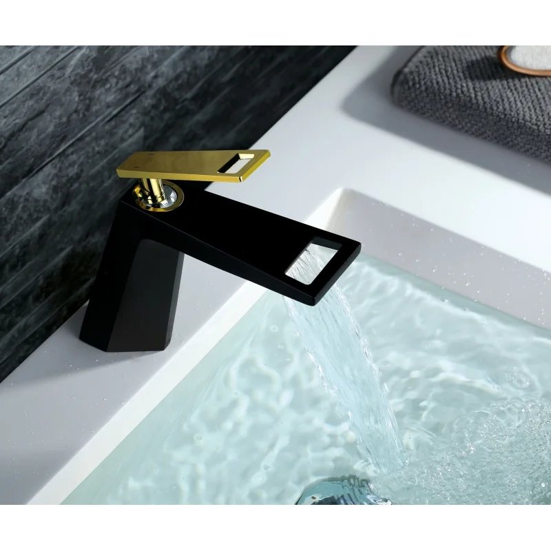 Смеситель для раковины Bronze de Luxe Quadro A919B Черный Золото Смеситель для раковины Bronze de Luxe Quadro A919B Черный Золото