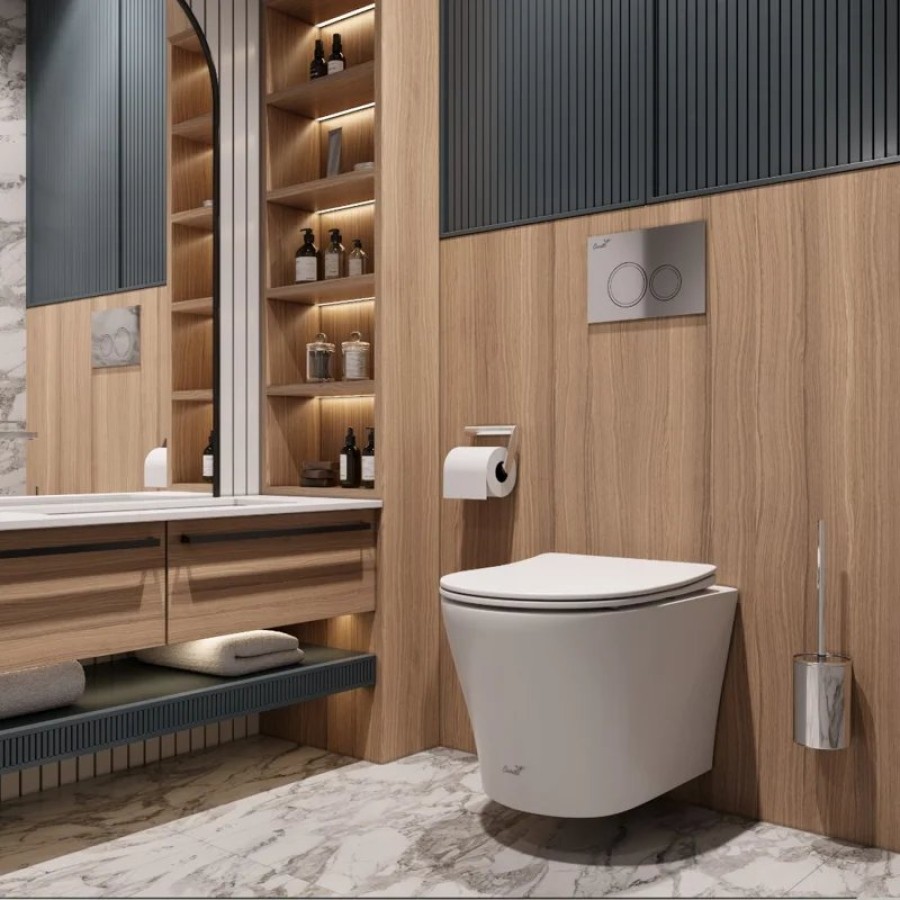 Унитаз ADIGE Aria MW ТЕРМООБЖИГ (не плёнка) подвесной безободковый белый матовый Ceruttispa CT9245 (490х360х355)