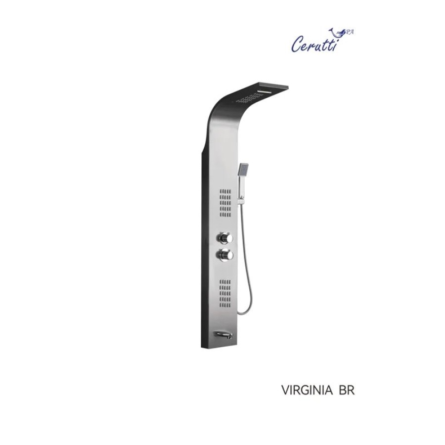 Панель VIRGINIA BR душевая из нержавеющей стали с форсунками Ceruttispa CT9983, цвет матовая нержавеющая сталь