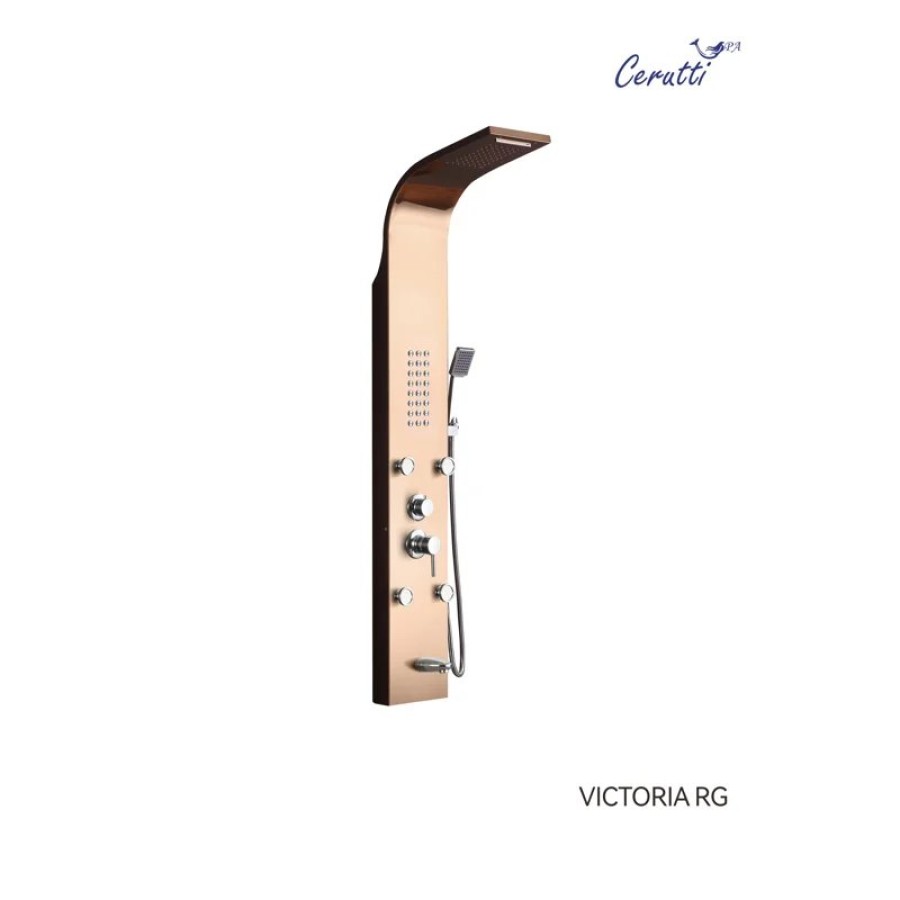 Панель VICTORIA RG душевая из нержавеющей стали с форсунками Ceruttispa CT9977, цвет розовое золото