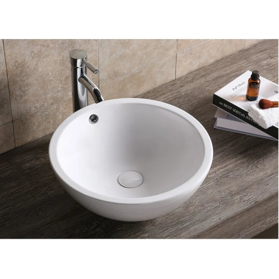 Раковина CR1001 накладная, белая, круглая, с переливом 450х450х170 Ceruttispa
