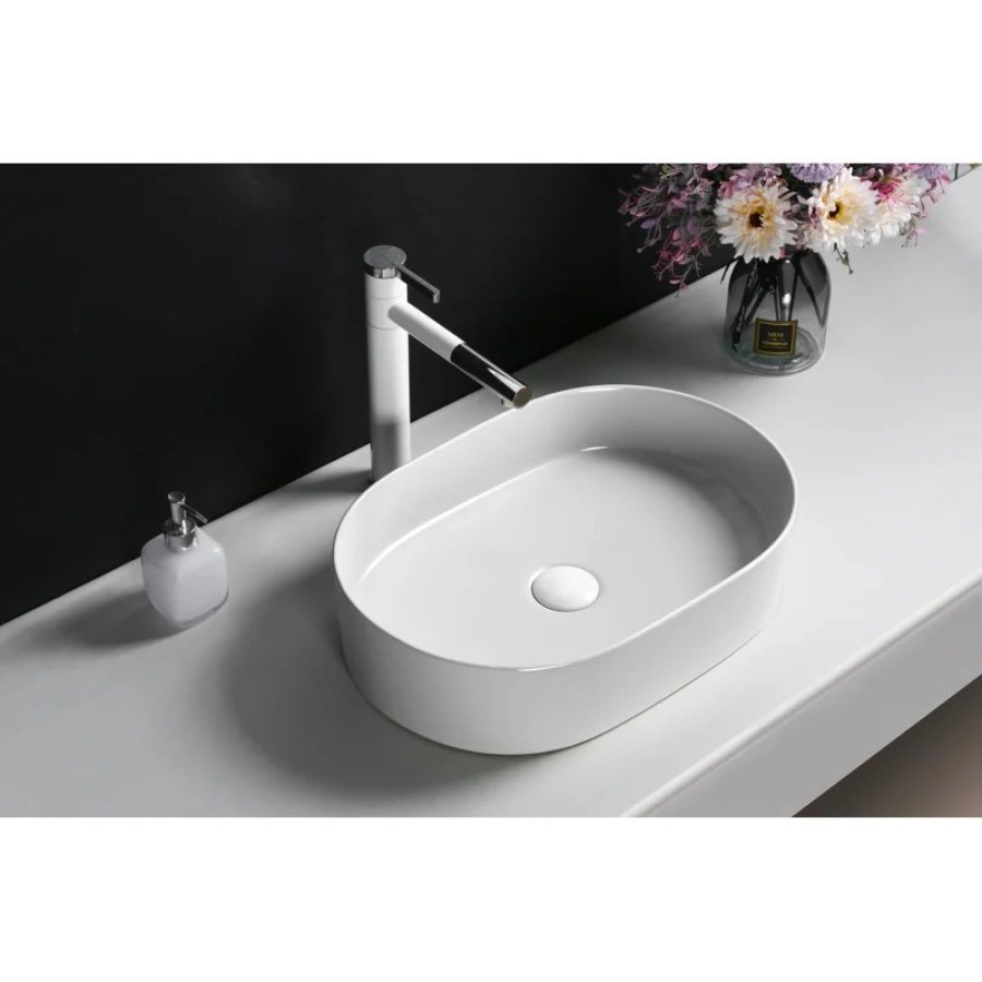 Раковина CR0055B накладная, белая, овальная 500х350х120 Ceruttispa