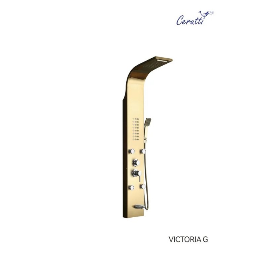 Панель VICTORIA G душевая из нержавеющей стали с форсунками Ceruttispa CT9978, цвет золото