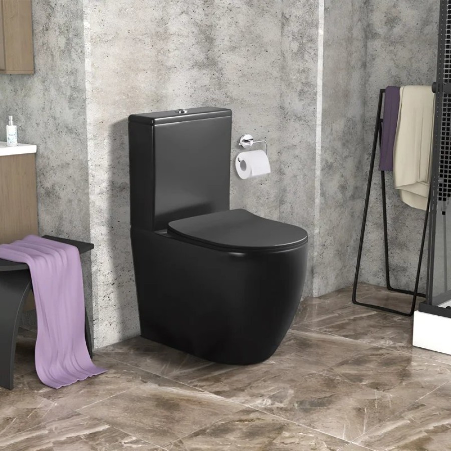 Унитаз ORLTER MB напольный безободковый черный матовый Ceruttispa CT9866 (605х370х800) 