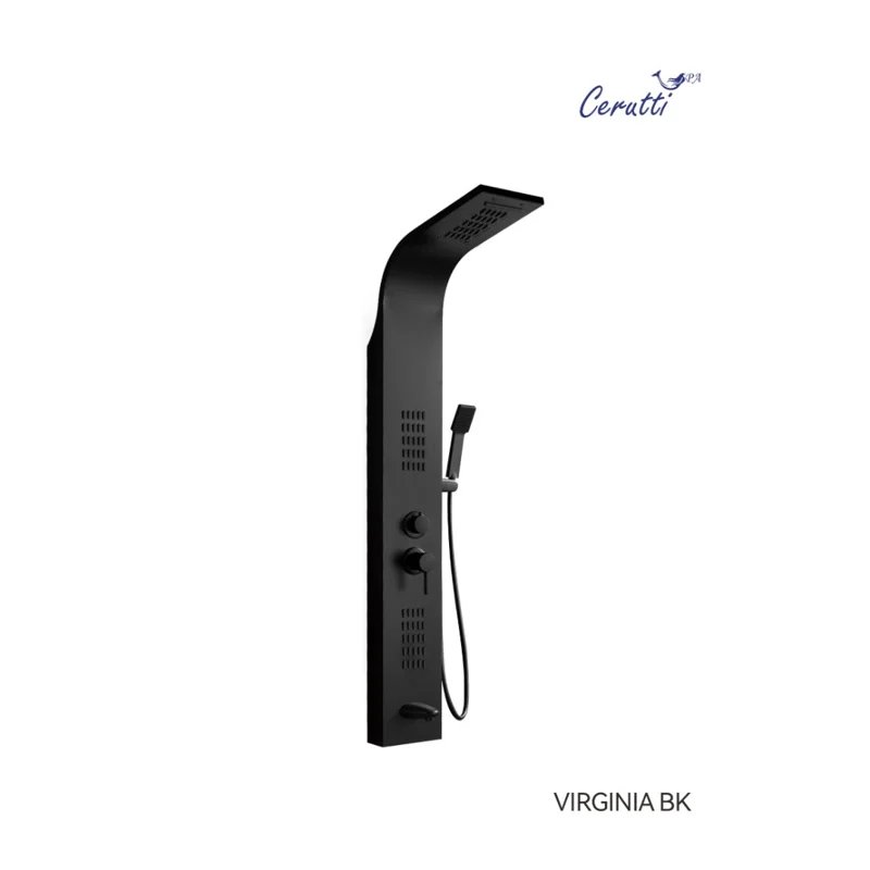 Панель VIRGINIA BK душевая из нержавеющей стали с форсунками Ceruttispa CT9989, цвет черный Панель VIRGINIA BK душевая из нержавеющей стали с форсунками Ceruttispa CT9989, цвет черный