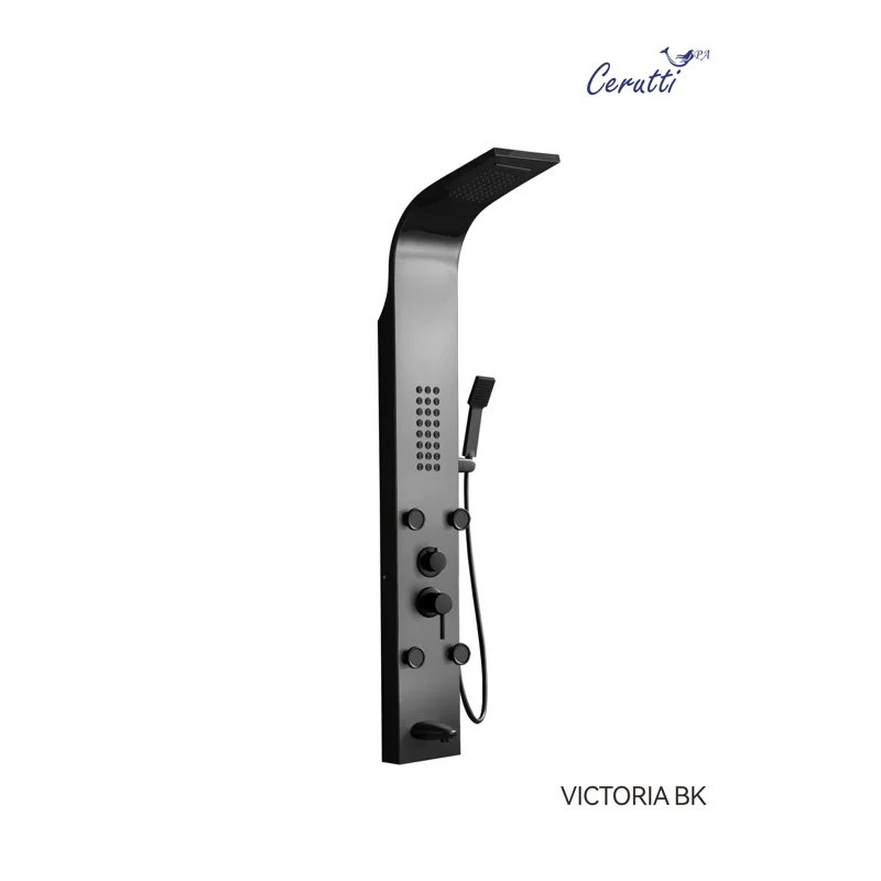 Панель VICTORIA BK душевая из нержавеющей стали с форсунками Ceruttispa CT9981, цвет черный Панель VICTORIA BK душевая из нержавеющей стали с форсунками Ceruttispa CT9981, цвет черный