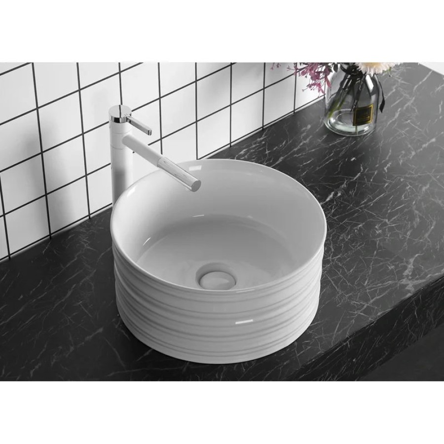 Раковина CR0051A накладная, белая, круглая, глубокая 405х405х180 Ceruttispa