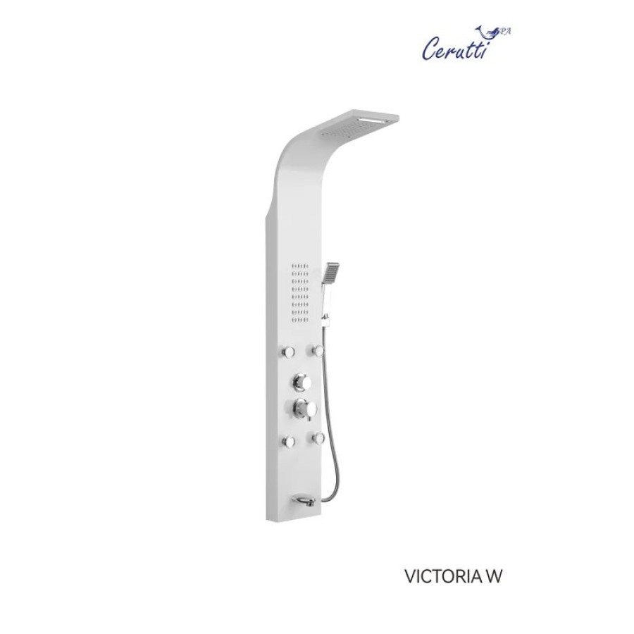 Панель VICTORIA W душевая из нержавеющей стали с форсунками Ceruttispa CT9979, цвет белый