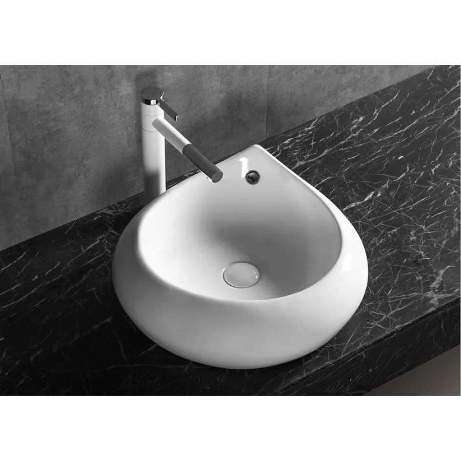 Раковина CR045E накладная, белая, форма капли, с переливом 475х470х180 Ceruttispa