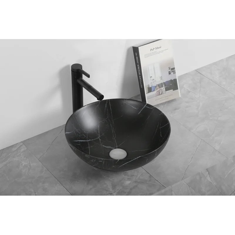 Раковина CR3301MMB1 накладная, мрамор матовый чёрный, круглая, 400х400х140 Ceruttispa Раковина CR3301MMB1 накладная, мрамор матовый чёрный, круглая, 400х400х140 Ceruttispa