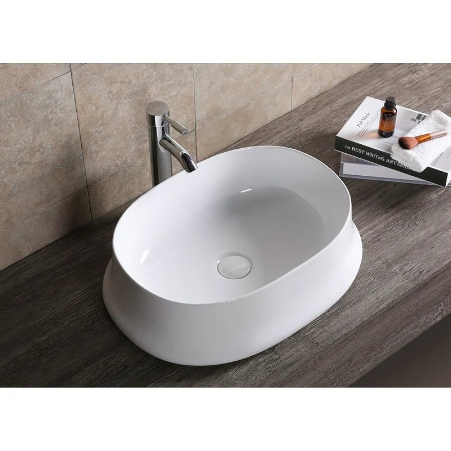 Раковина CR0060 накладная, белая, овальная, глубокая 580х430х160 Ceruttispa