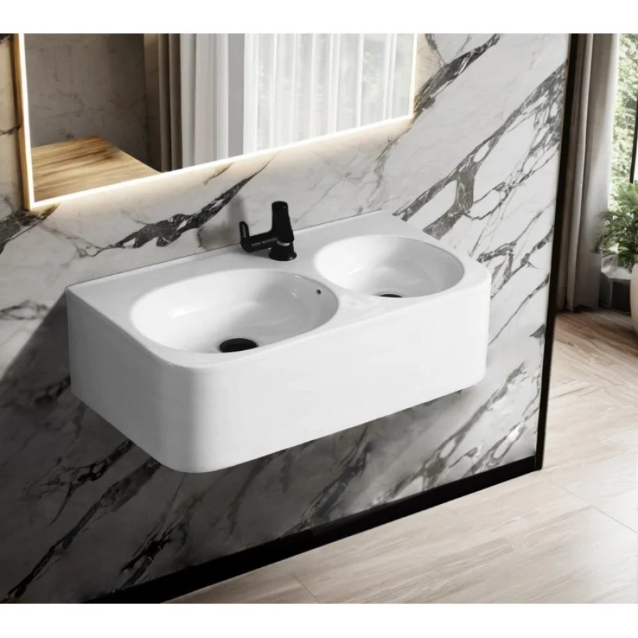 Раковина Double BRENTA (750х400х300) двойная подвесная Ceruttispa
