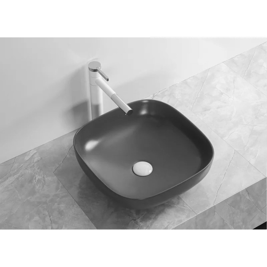 Раковина CR2677 накладная, черный матовый, квадратная 420х420х140 Ceruttispa