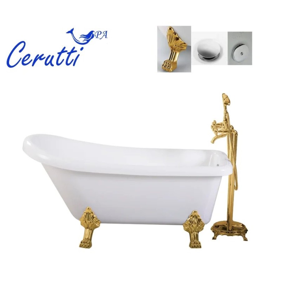 Ванна VITO 150G акрловая отдельностоящая Ceruttispa (1550x740x750) на львиных лапах (золото)