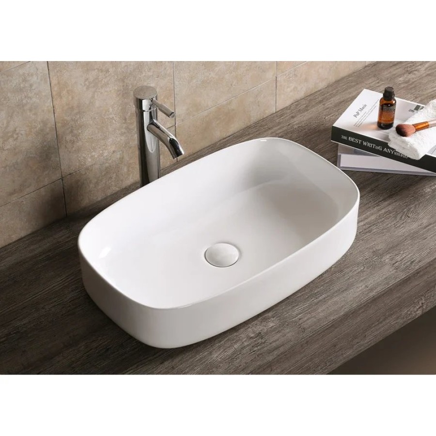 Раковина CR0045 накладная, белая, прямоугольная 590х370х130 Ceruttispa