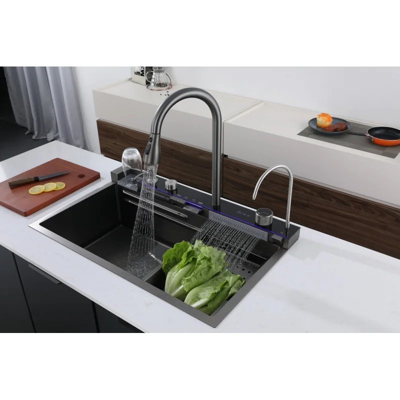 Многофункциональная мойка GLORIA II nano black (серая) из нержавеющей стали, кухонная (750х460х230) Ceruttispa Многофункциональная мойка GLORIA II nano black (серая) из нержавеющей стали, кухонная (750х460х230) Ceruttispa