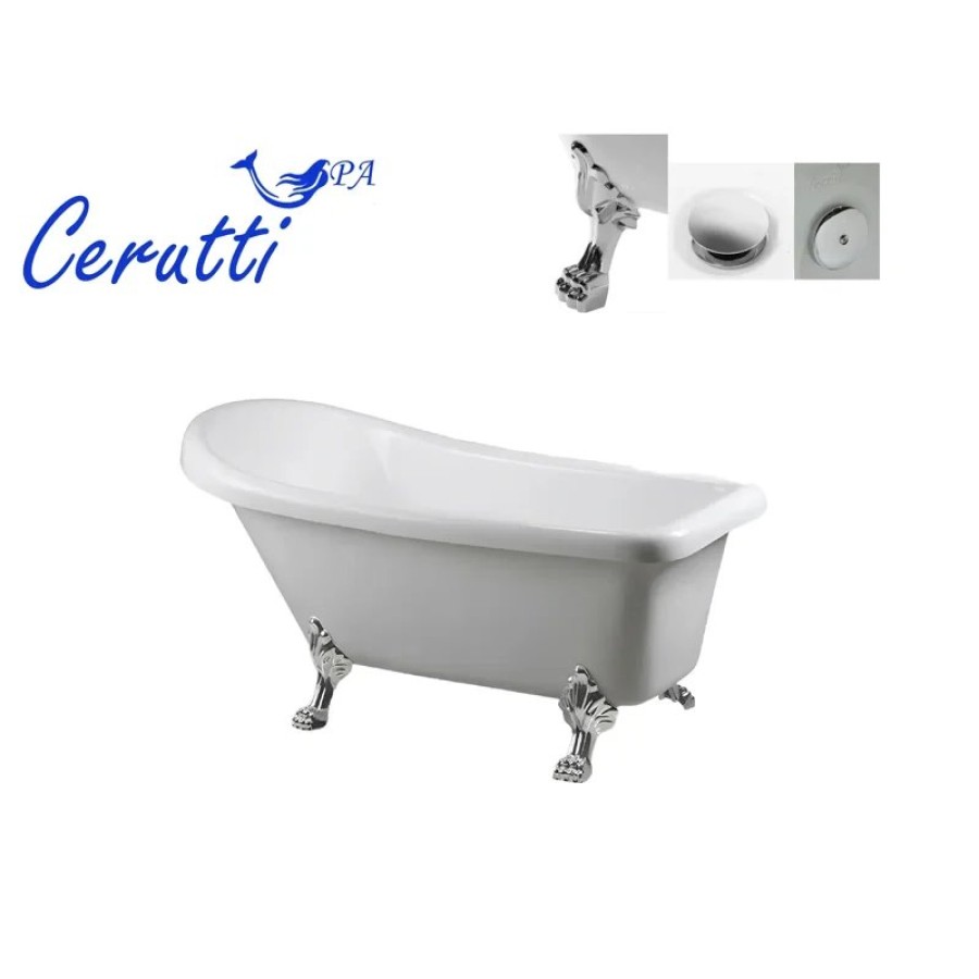 Ванна VITO 150 акриловая отдельностоящая Ceruttispa (1550x740x750) на львиных алюминиевых лапах (хром)