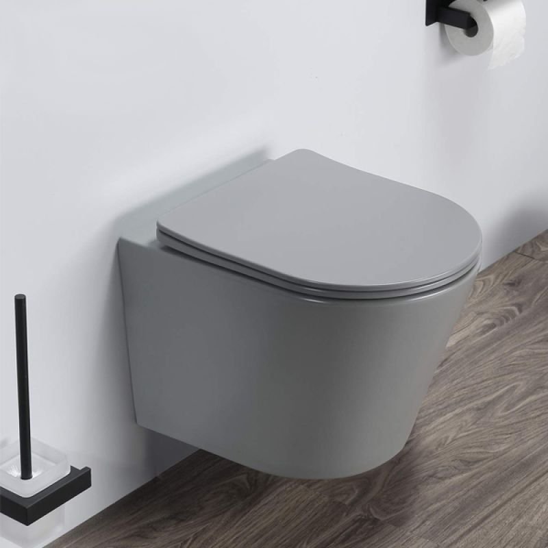 Подвесной унитаз Comforty безободковый, с быстросъёмным сиденьем из дюропласта SoftClose, светло-серый матовый, 00-00007649 Подвесной унитаз Comforty безободковый, с быстросъёмным сиденьем из дюропласта SoftClose, светло-серый матовый, 00-00007649
