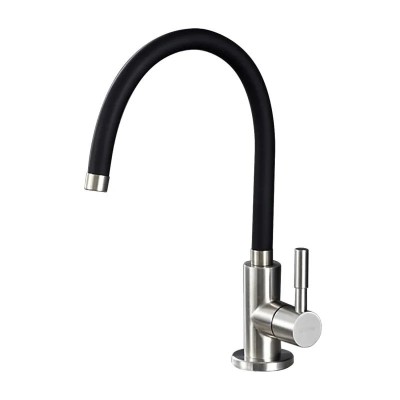 Смеситель моно для кухни с гибким изливом с подключе...