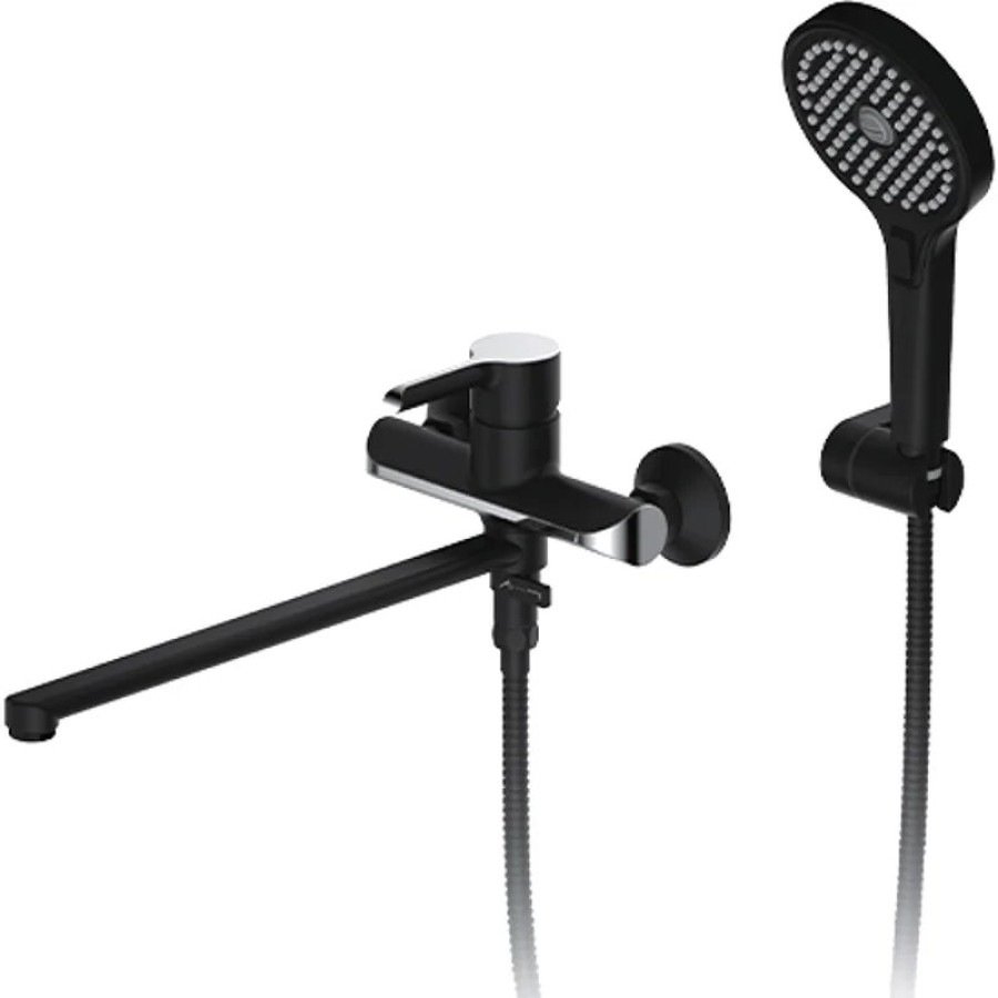 Смеситель для ванны Gappo G03-6 G2203-6 универсальный Черный матовый Хром