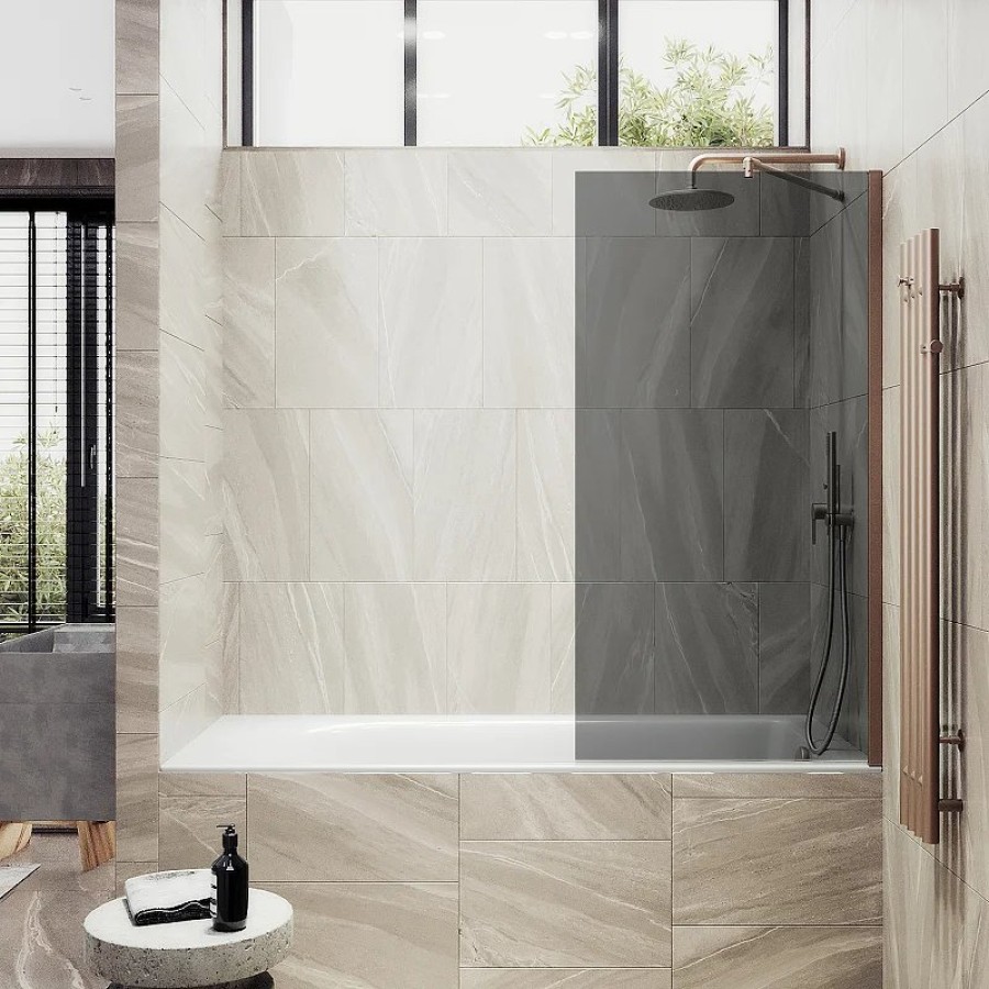 Шторка на ванну Maybah Glass MGV-81-2ш 700x1400 в широком профиле Бронза стекло графитовое