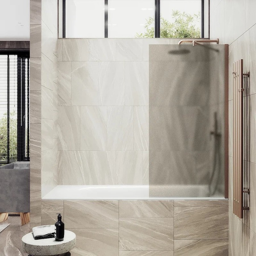 Шторка на ванну Maybah Glass MGV-75-2ш 700x1400 в широком профиле Бронза стекло бронзовое матовое