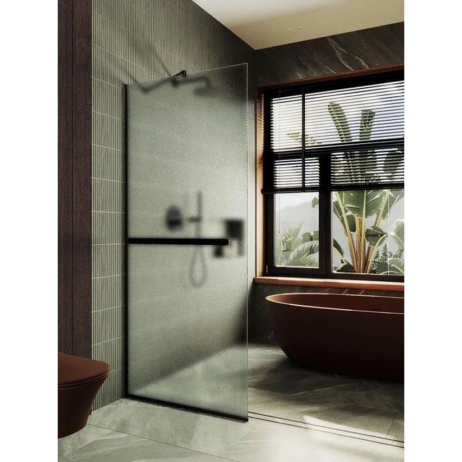 Душевая перегородка Maybah Glass MGD-731-6у 790x1950 в узком профиле Черный стекло сатиновое