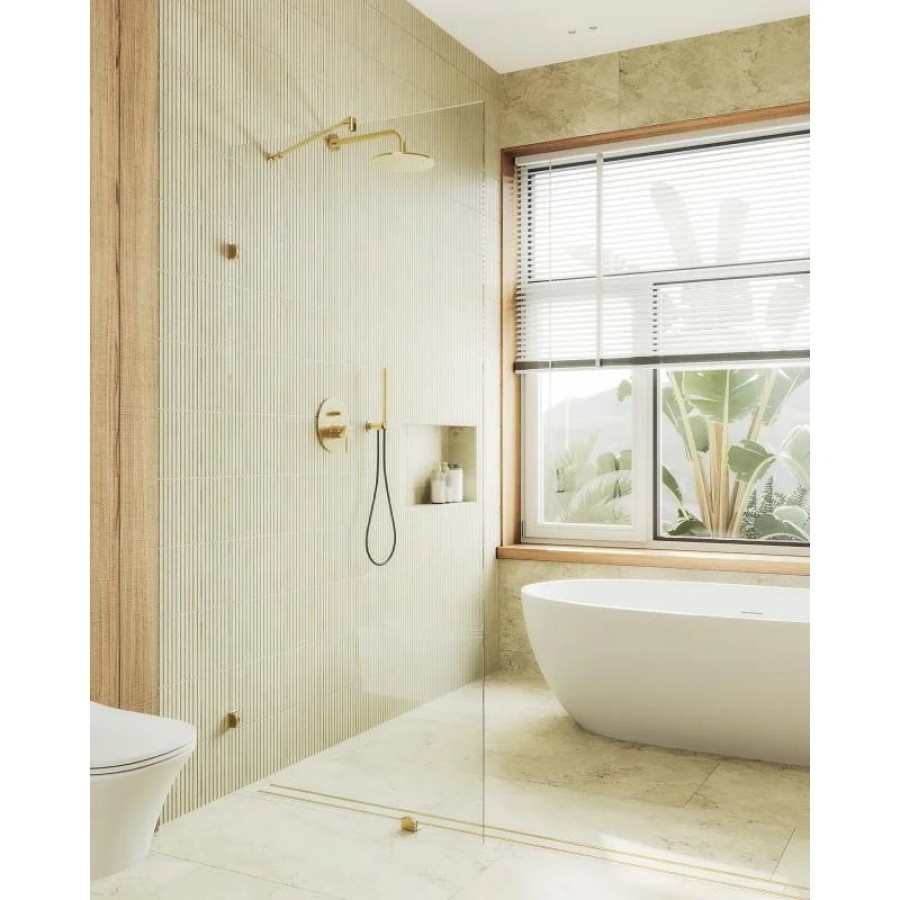Душевая перегородка MaybahGlass MGD-259-3 79x195, стекло прозрачное 8 мм, профиль золото