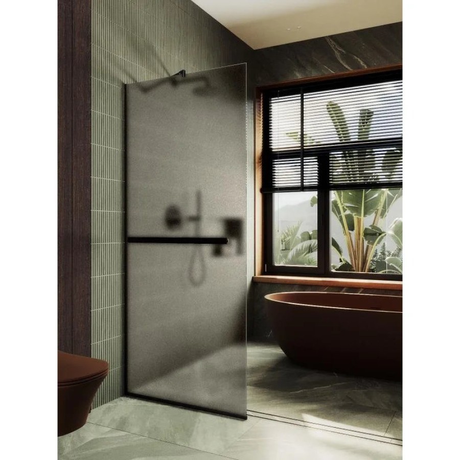 Душевая перегородка Maybah Glass MGD-728-6у 790x1950 в узком профиле Черный стекло бронзовое матовое