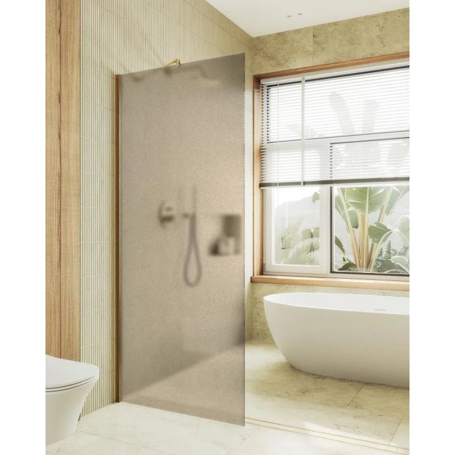 Душевая перегородка Maybah Glass MGD-697-3ш 790x1950 в широком профиле Золото стекло бронзовое матовое
